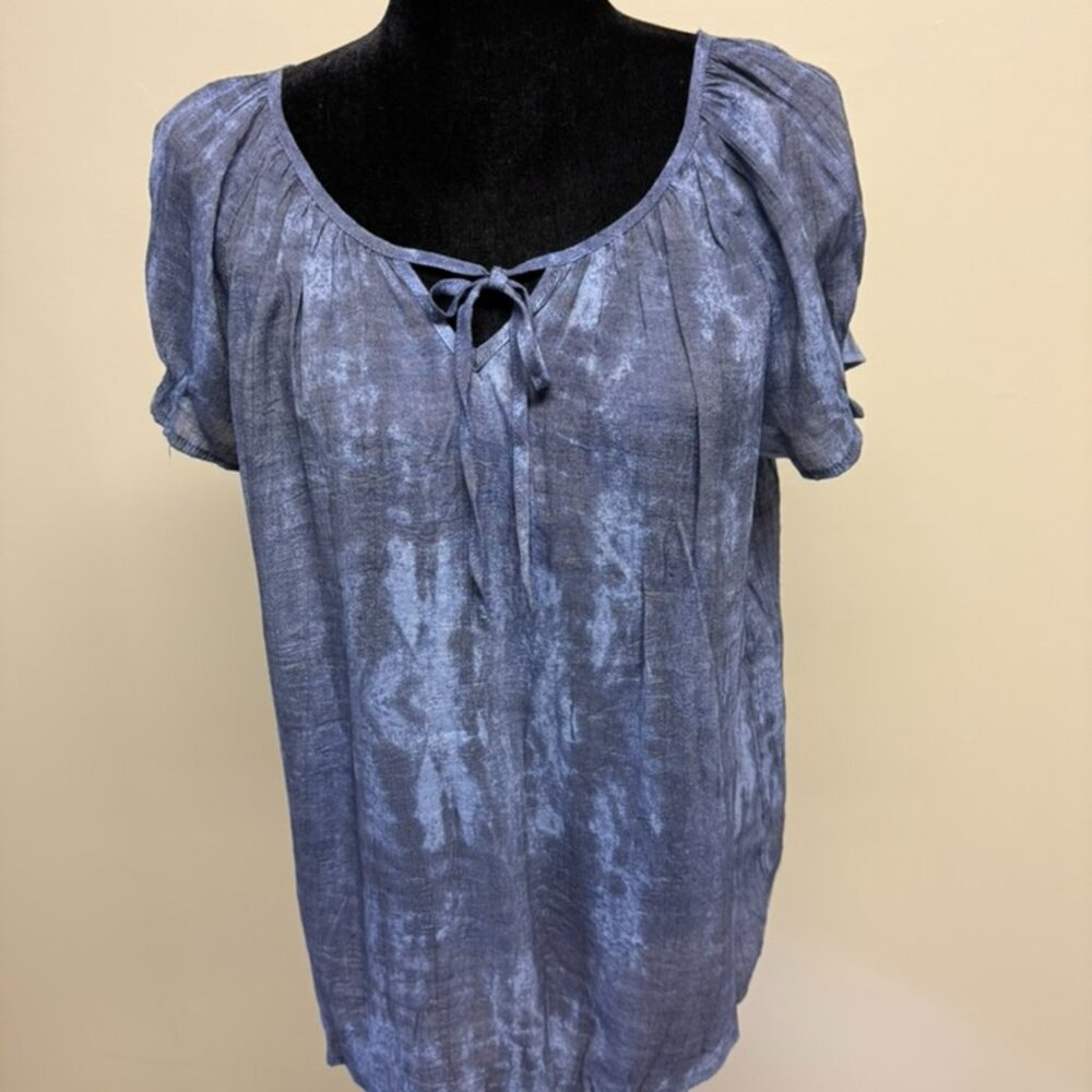 Blue Grey Blouse Short Sleeved